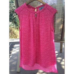 CeCe | Pink & White Sleeveless Blouse